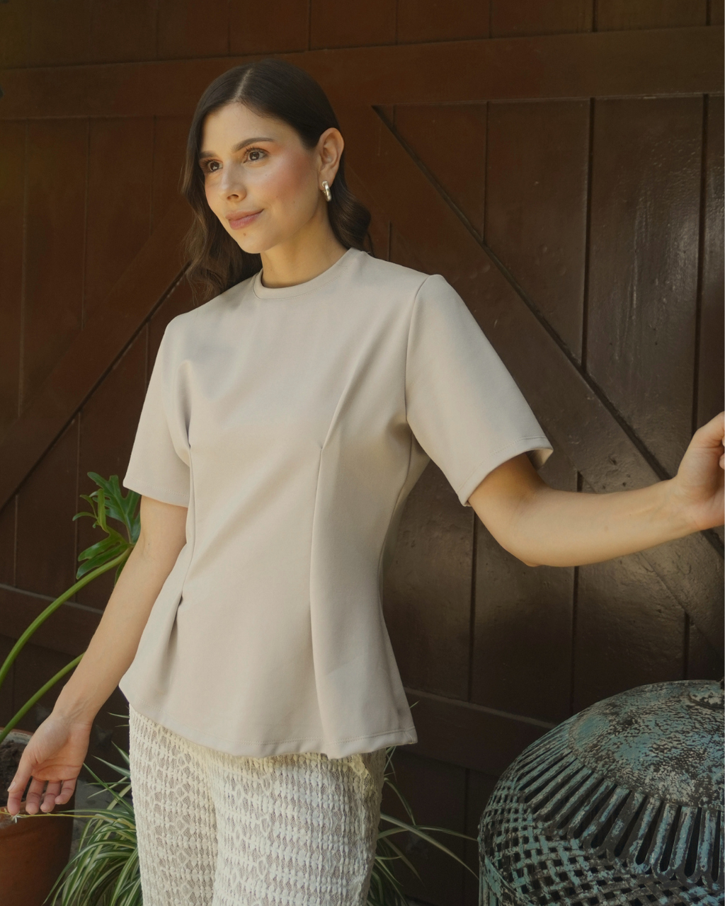 T-shirt Flora crema